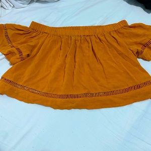 Orange off the shoulder crop top